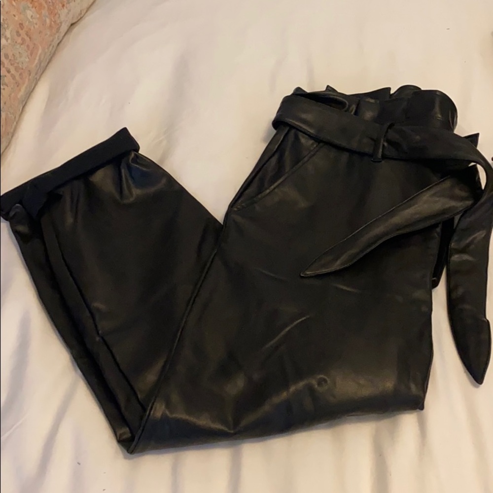 Abercrombie and Fitch Tie Waist Leather Pants